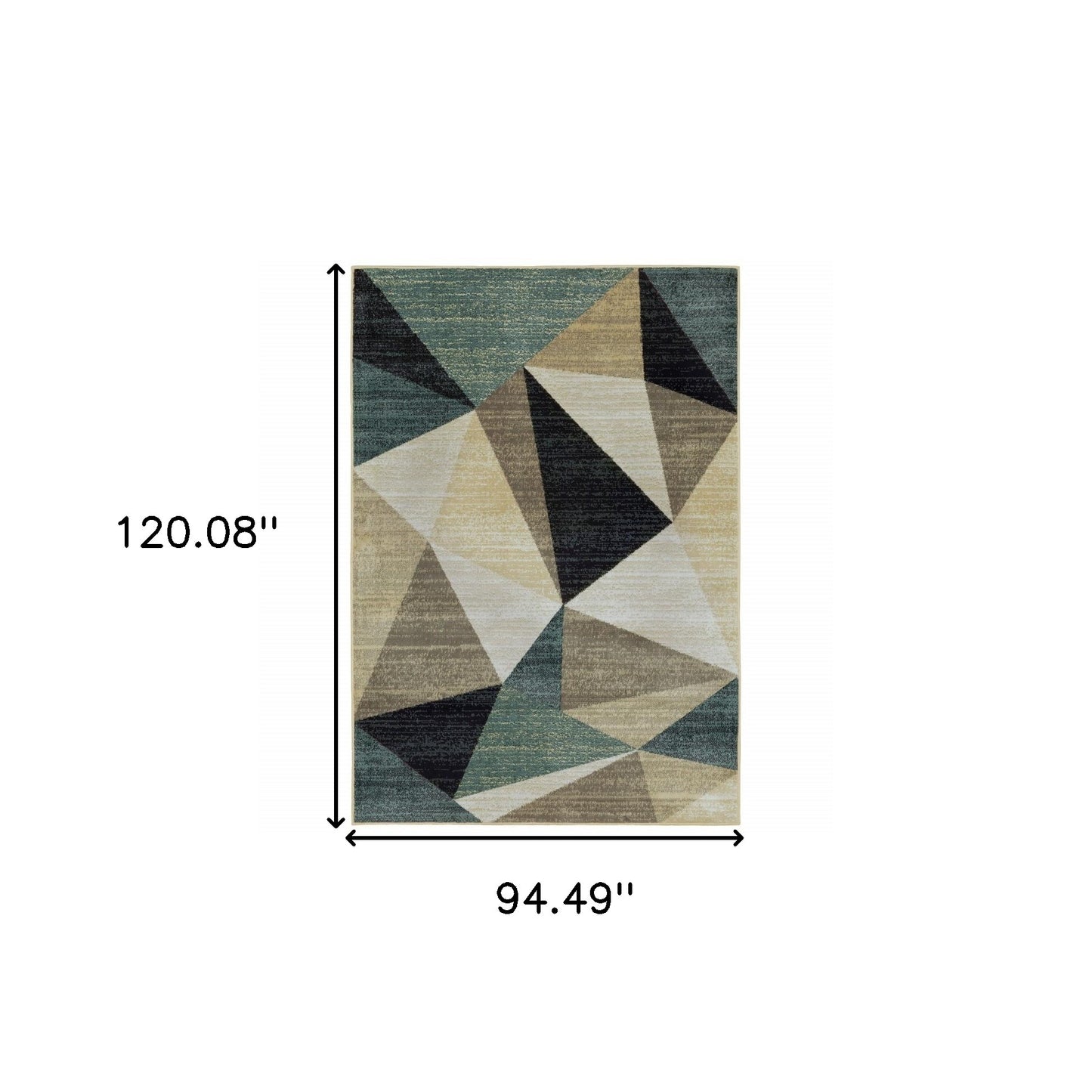 8’ X 10’ Gray And Teal Geometrics Indoor Area Rug