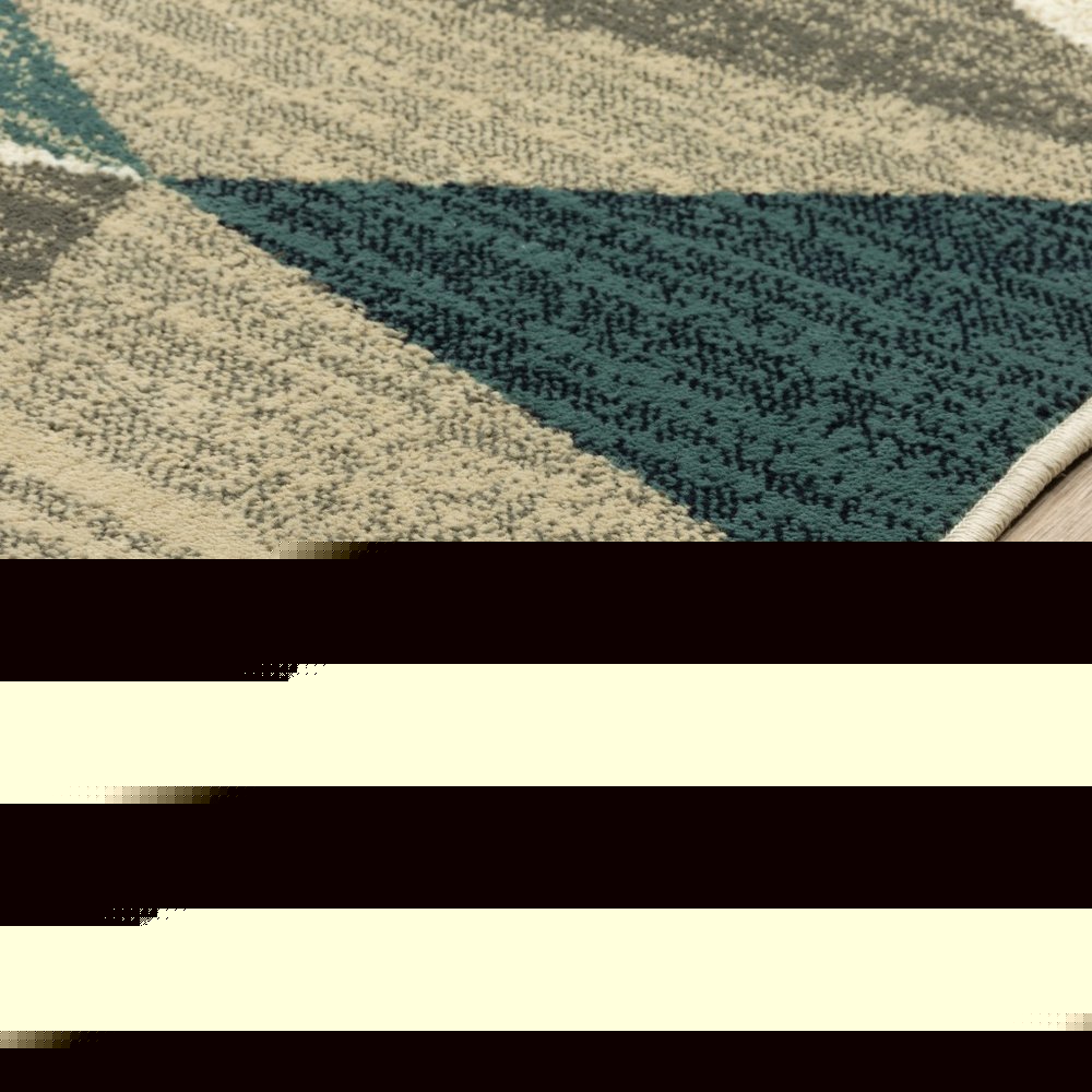 10' X 13' Gray And Teal Geometrics Indoor Area Rug
