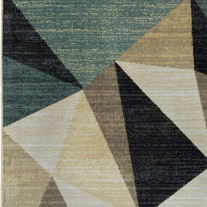 8’ X 10’ Gray And Teal Geometrics Indoor Area Rug