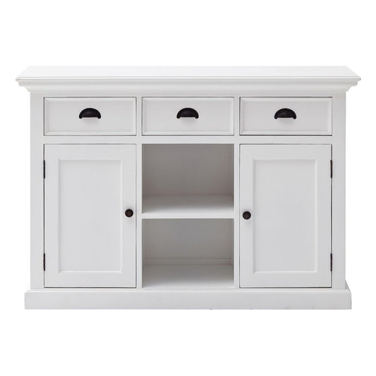 49" White Wood Three Drawer Sideboard with Two Doors