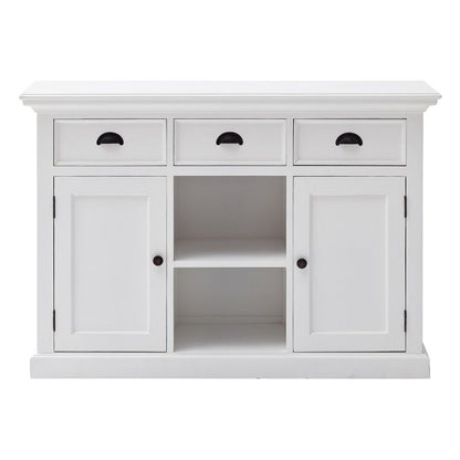 49" White Wood Three Drawer Sideboard with Two Doors