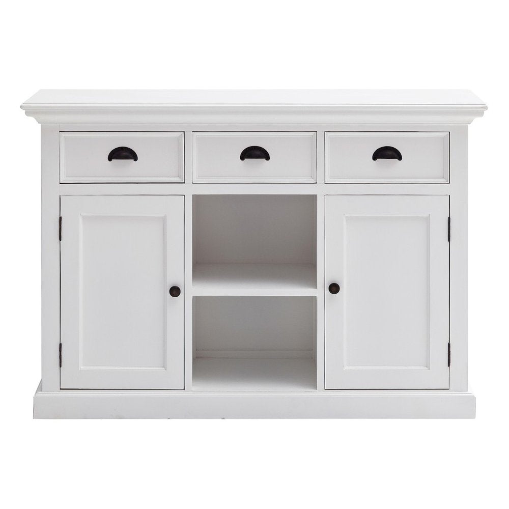 49" White Wood Three Drawer Sideboard with Two Doors