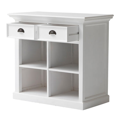 35" White Accent Cabinet With Two Drawers and Baskets