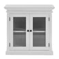 35" White Wood and Glass Two Door Accent Cabinet
