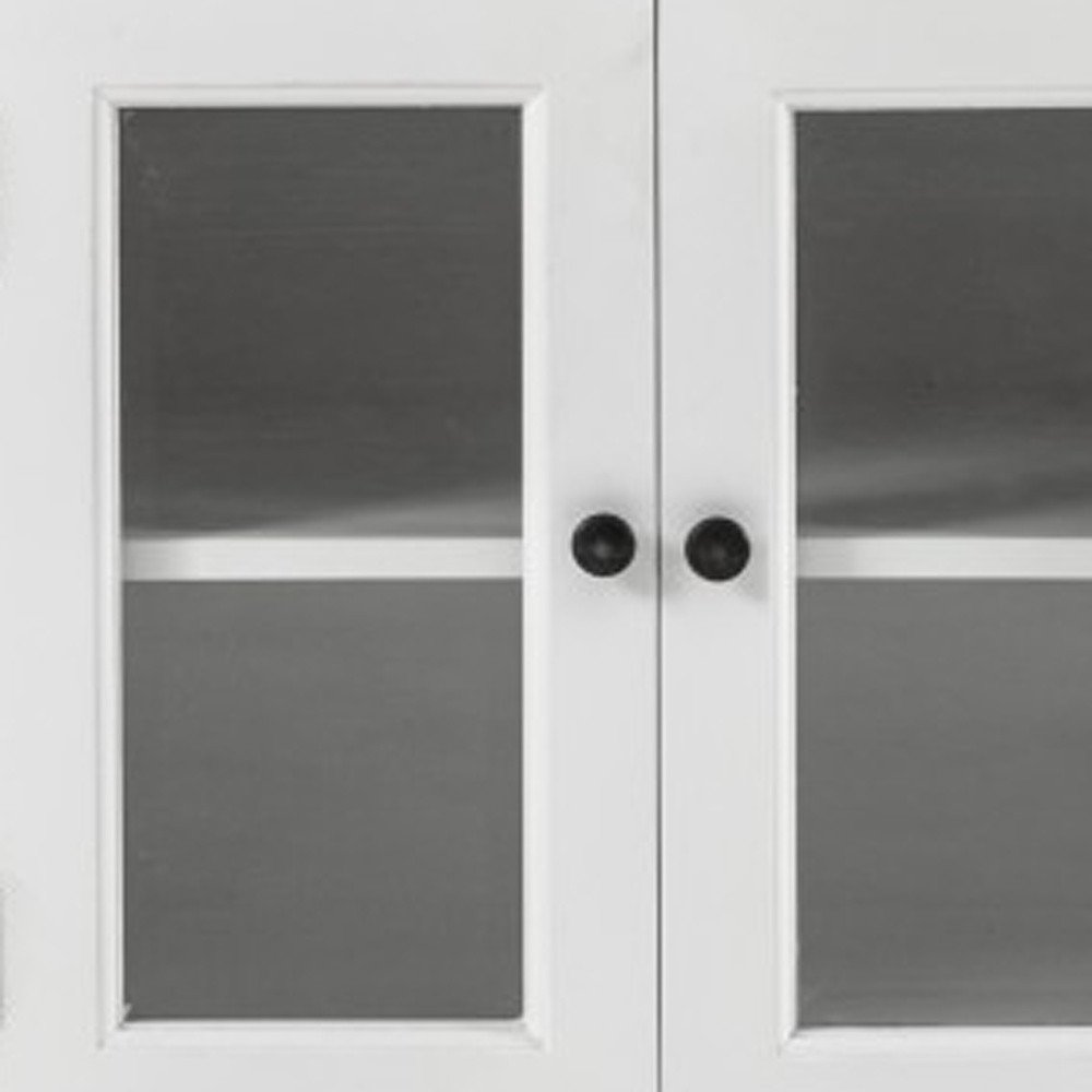 57" White Solid Wood Three Drawer Sideboard with Four Glass Doors