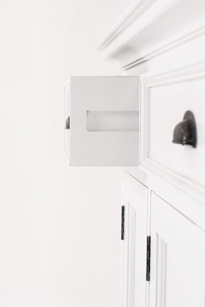 57" White Solid Wood Three Drawer Sideboard