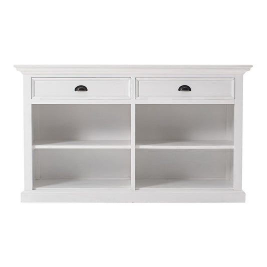 57" White Wood Two Drawer Buffet Table