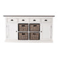 63" Brown And White Distressed Solid Wood Sideboard With Baskets