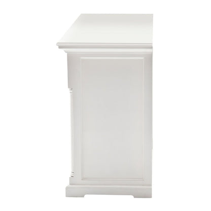 57" White Solid Wood Two Drawer Sideboard with Four Doors