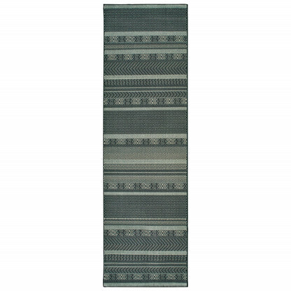 10' X 13' Black And Ivory Geometric Area Rug