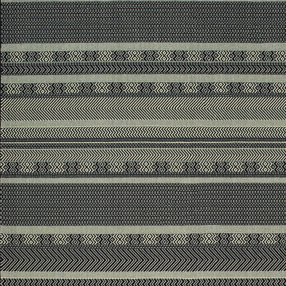 5' X 8' Black Ivory Machine Woven Geometric Indoor Area Rug