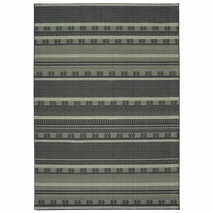 5' X 8' Black Ivory Machine Woven Geometric Indoor Area Rug