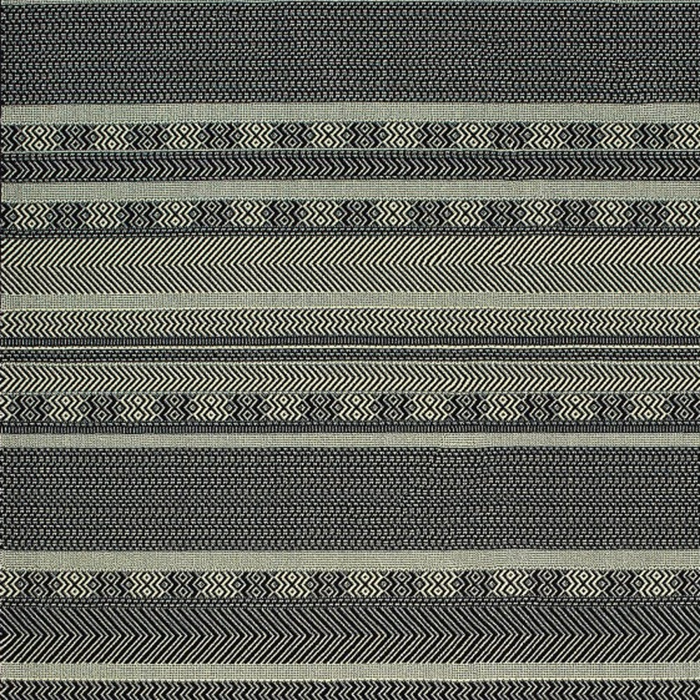 5' X 8' Black Ivory Machine Woven Geometric Indoor Area Rug