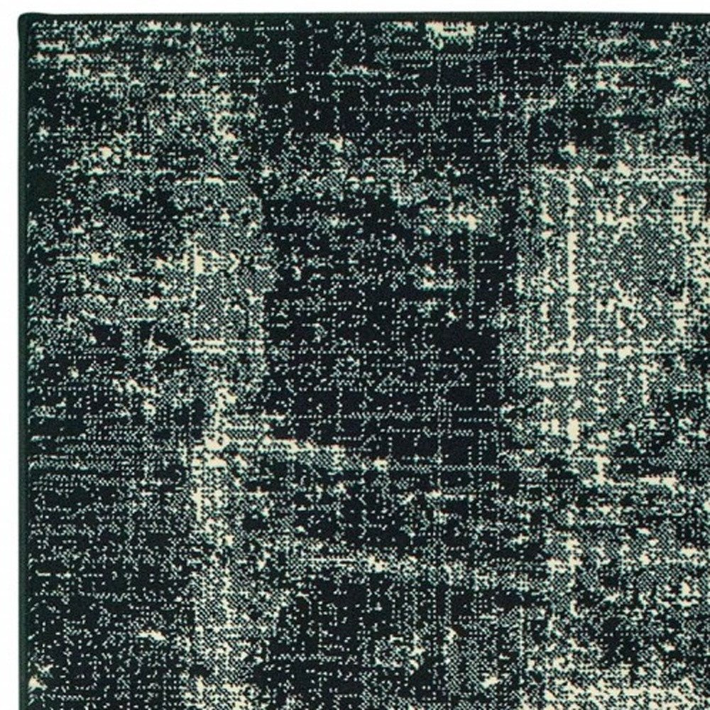 10' X 13' Black And Ivory Abstract Distressed Area Rug
