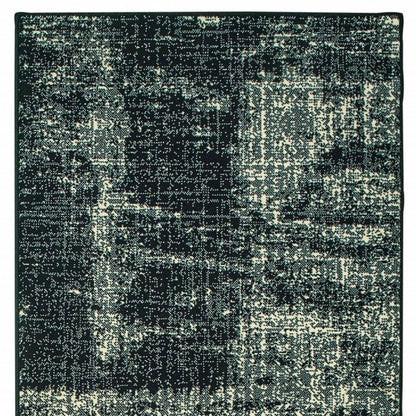 10' X 13' Black And Ivory Abstract Distressed Area Rug