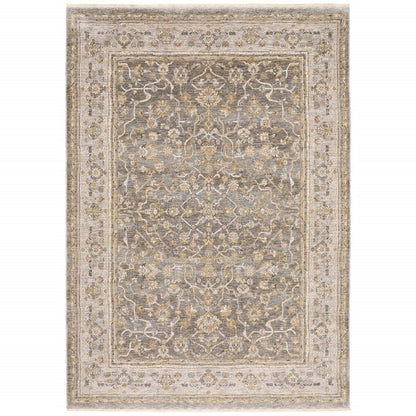 6' X 9' Beige Grey Machine Woven Oriental Indoor Arean Rug
