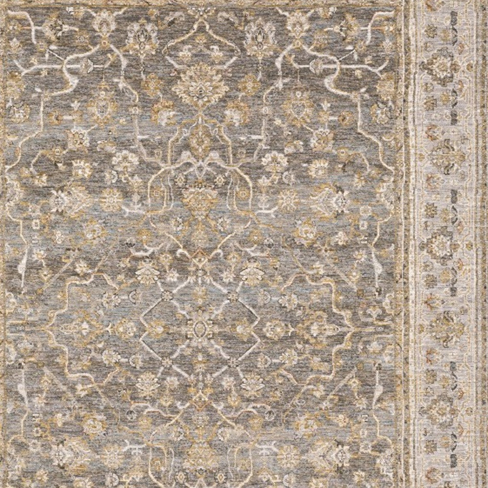 9' X 12' Beige Grey Machine Woven Oriental Indoor Arean Rug