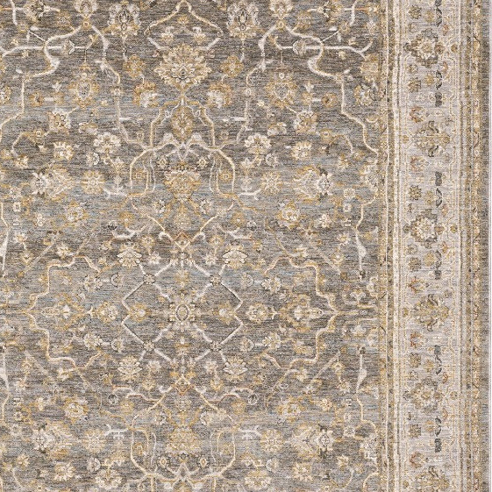 9' X 12' Beige Grey Machine Woven Oriental Indoor Arean Rug