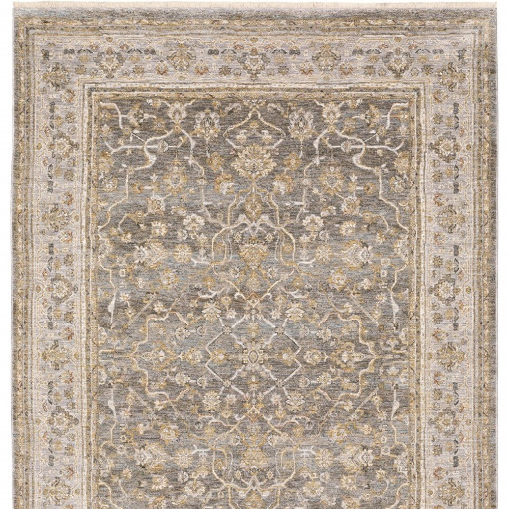 9' X 12' Beige Grey Machine Woven Oriental Indoor Arean Rug