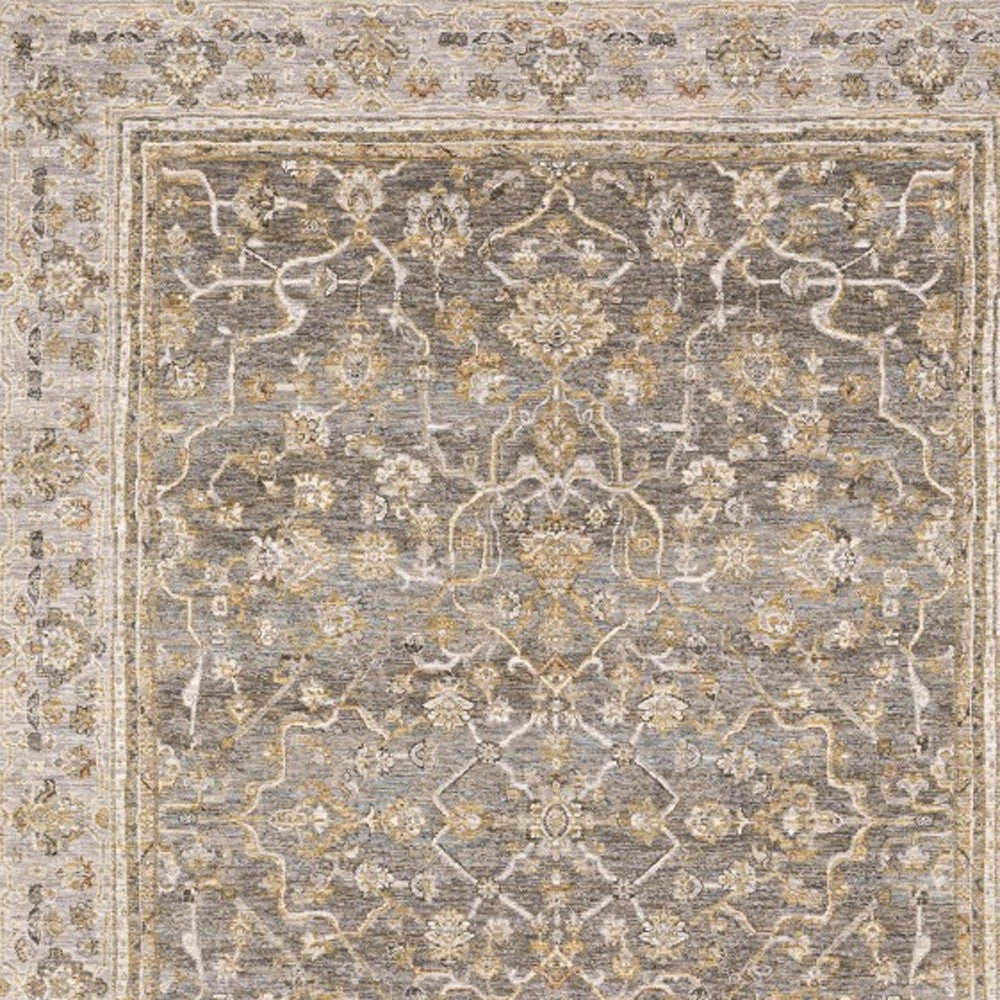 9' X 12' Beige Grey Machine Woven Oriental Indoor Arean Rug