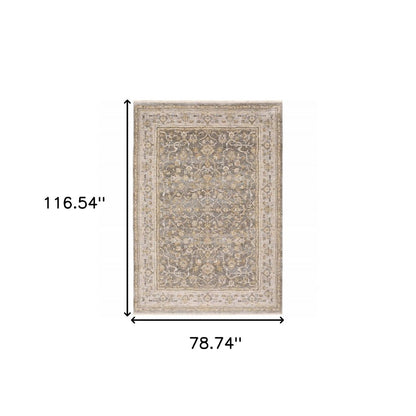 6' X 9' Beige Grey Machine Woven Oriental Indoor Arean Rug