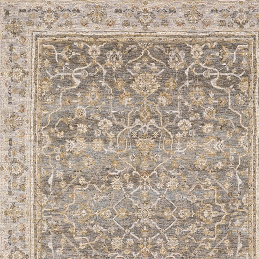 9' X 12' Beige Grey Machine Woven Oriental Indoor Arean Rug