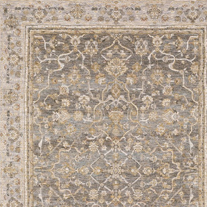 9' X 12' Beige Grey Machine Woven Oriental Indoor Arean Rug