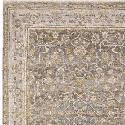 9' X 12' Beige Grey Machine Woven Oriental Indoor Arean Rug