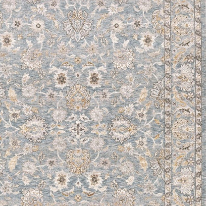 8' X 11' Blue And Ivory Oriental Distressed Area Rug