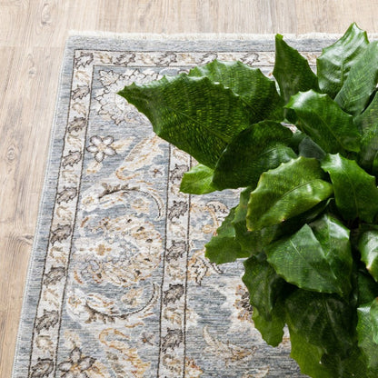 2' X 3' Blue And Ivory Area Rug