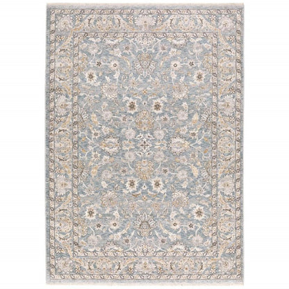 2' X 3' Blue And Ivory Area Rug