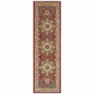 8' Red Ivory Machine Woven Oriental Indoor Runner Rug