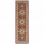 8' Red And Ivory Runner Rug