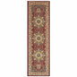 8' Red And Ivory Runner Rug