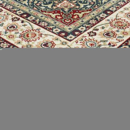 5' X 8' Red And Ivory Floral Medallion Area Rug