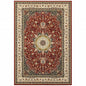 5' X 8' Red Ivory Machine Woven Oriental Indoor Area Rug