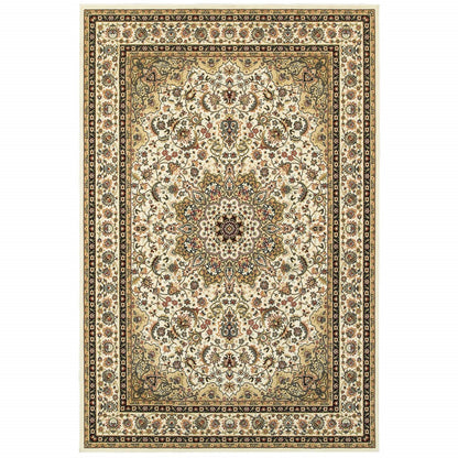 3' X 6' Ivory Beige Machine Woven Oriental Indoor Area Rug