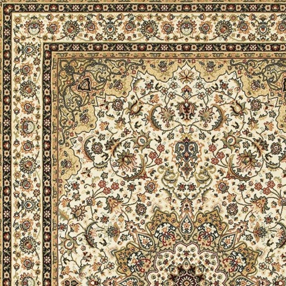 4' X 6' Ivory And Beige Floral Medallion Area Rug