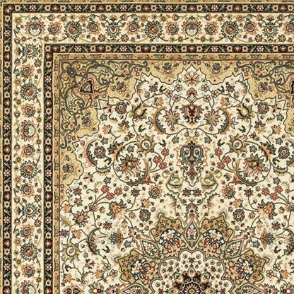 4' X 6' Ivory And Beige Floral Medallion Area Rug