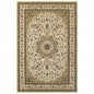 5' X 8' Ivory And Beige Floral Medallion Area Rug