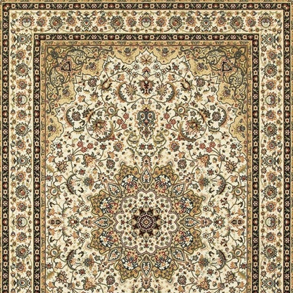 5' X 8' Ivory And Beige Floral Medallion Area Rug