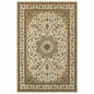 8' X 11' Ivory And Beige Floral Medallion Area Rug