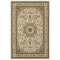 8' X 11' Ivory And Beige Floral Medallion Area Rug