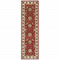 8' Red And Ivory Runner Rug