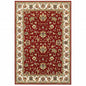 5' X 8' Red and Ivory Oriental Power Loom Area Rug