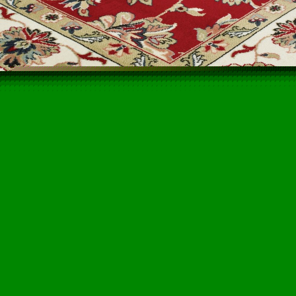5' X 8' Red and Ivory Oriental Power Loom Area Rug