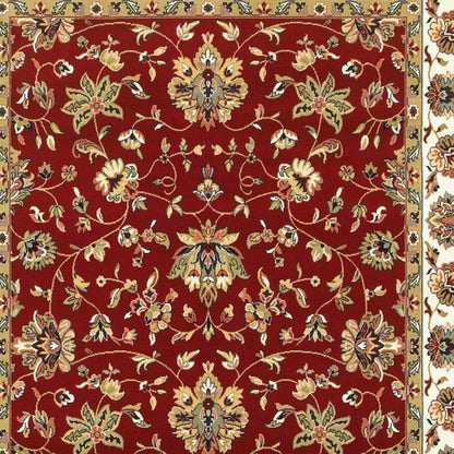 5' X 8' Red and Ivory Oriental Power Loom Area Rug