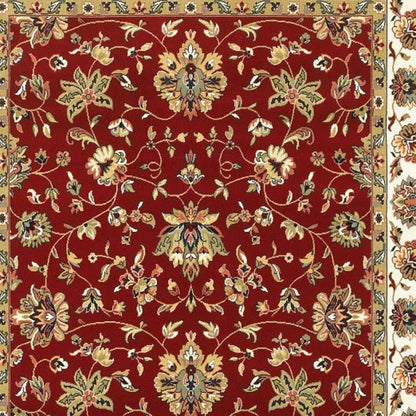 5' X 8' Red and Ivory Oriental Power Loom Area Rug