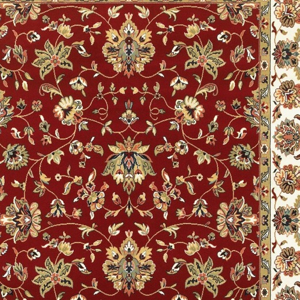 8' X 11' Red And Ivory Oriental Area Rug