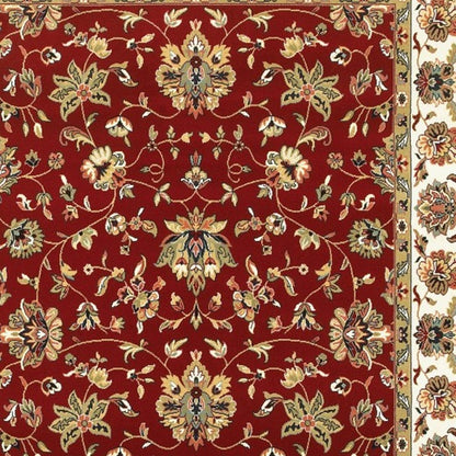 8' X 11' Red And Ivory Oriental Area Rug